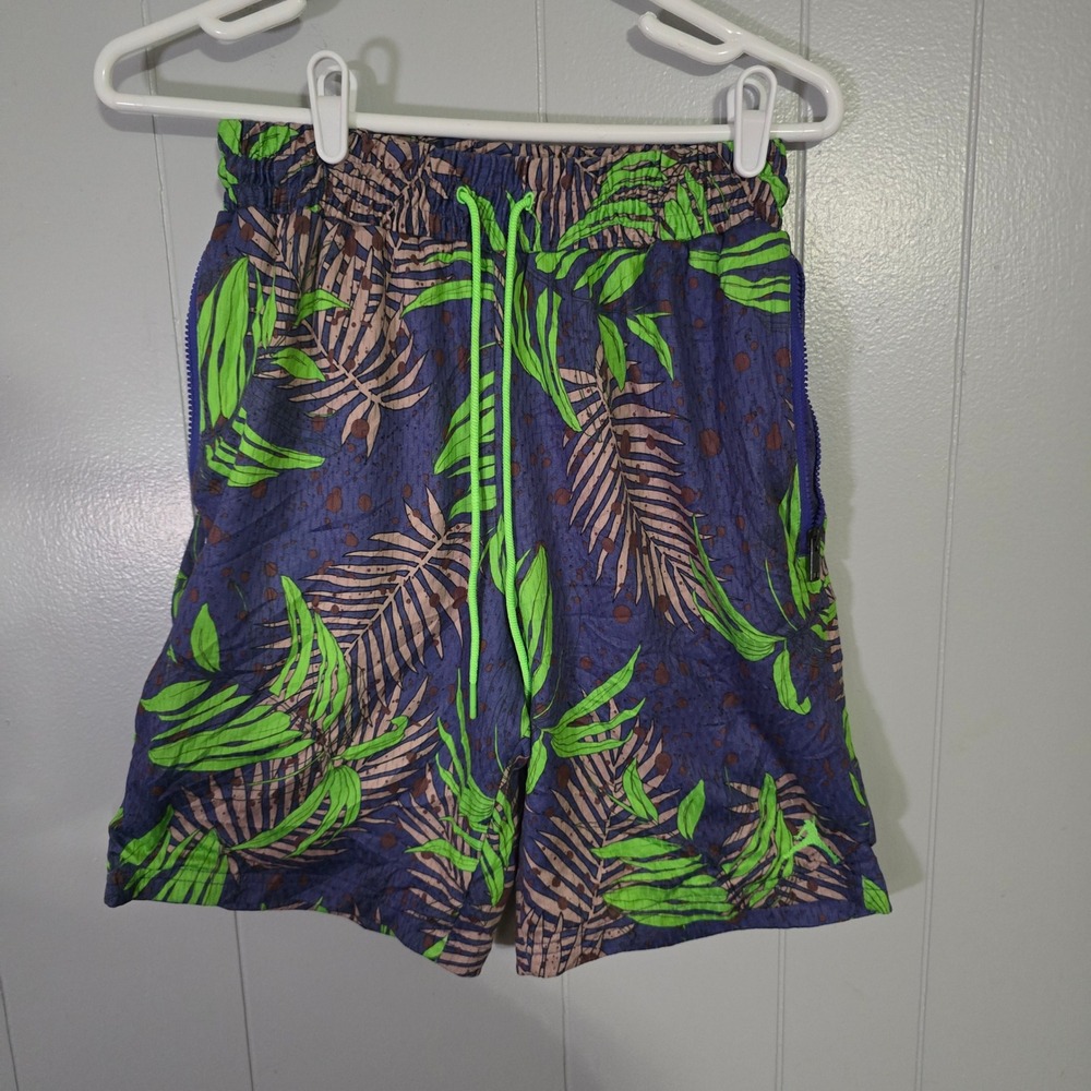 Jordan Basketball Shorts Mens‎ Small Purple Green Tropical Palm Leaf Print